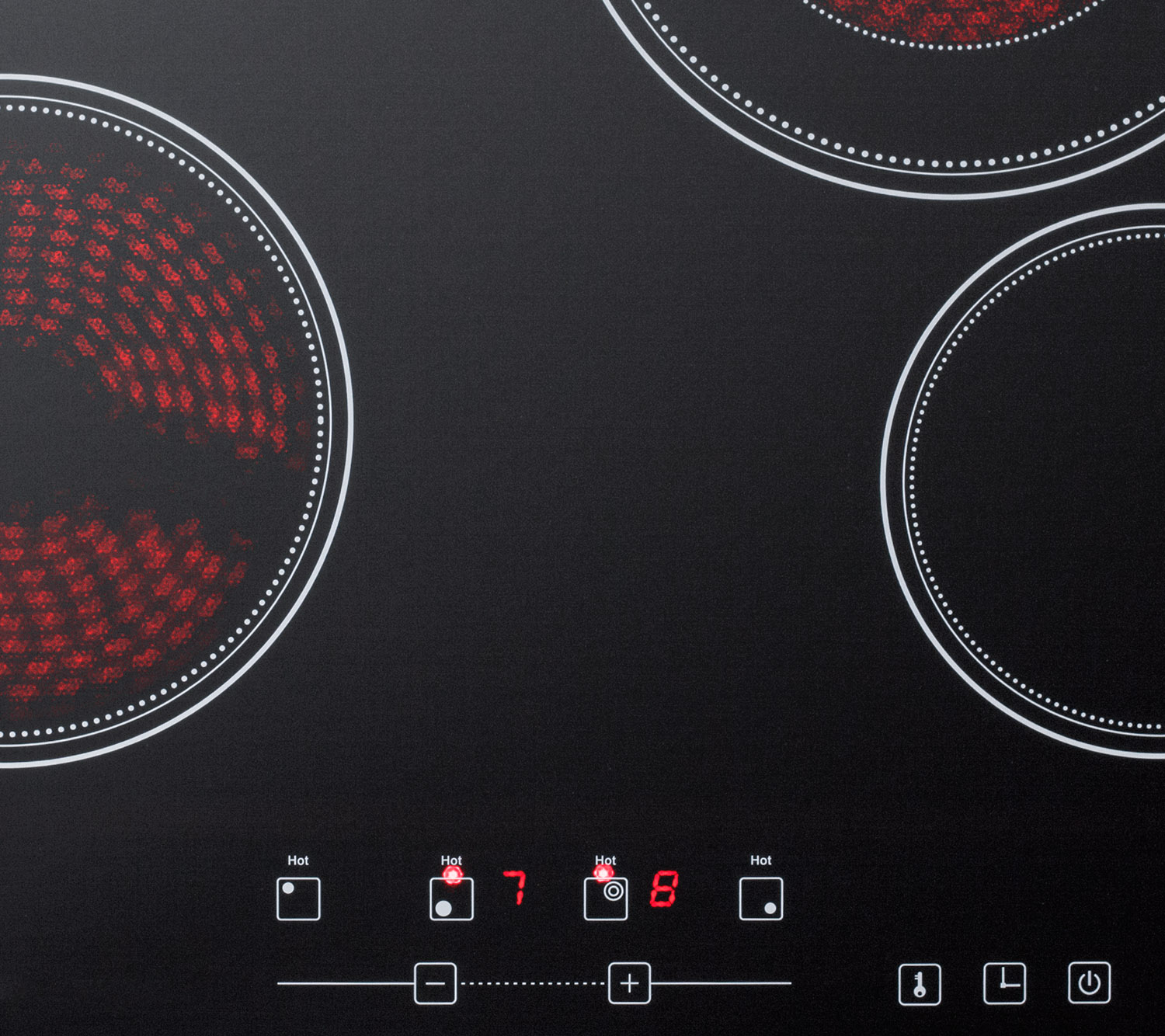 230V 4-burner cooktop in black ceramic Schott glass with digital touch controls and an extra large 8